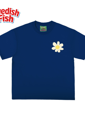 深蓝色！高街穿搭重磅纯棉短袖T恤ns风街头oversize阿美咔叽短袖T