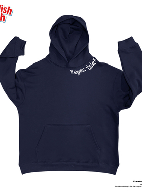 深蓝色！领口小众图案个性潮流美式oversize独特无性别连帽卫衣