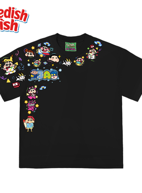 蜡笔小新潮牌穿搭设计感短袖T恤oversize无性别240g重磅阿美咔叽