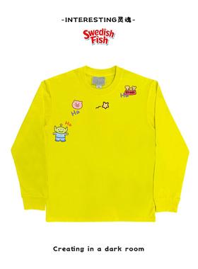 interesting灵魂 柠檬黄涂鸦学生JHYQ无性别学生高级感亮色长袖T