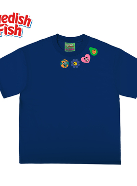 240g重磅深蓝色短袖！美式街头oversize嘻哈原创设计感宽松百搭