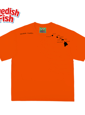 240g橙色短袖T恤！冰感美式街头嘻哈rap卡通拼接奢潮宽松ins JHYQ