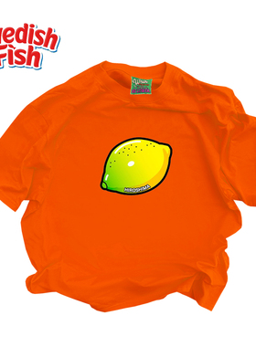 橙色！纯棉240g重磅原创小众无性别穿搭美式ins千禧风亮色短袖T恤