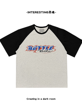 interesting灵魂 原创街头滑板oversize嘻哈小众多巴胺JHYQ插肩袖