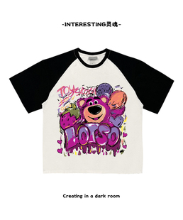 interesting灵魂 欧美ins风维尼熊嘻哈oldschool街头奢潮插肩袖