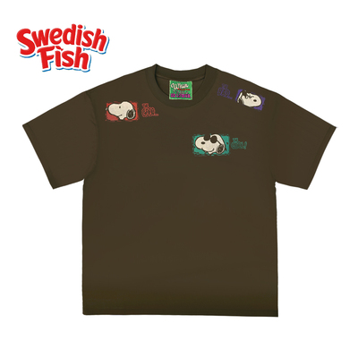 240g咖色短袖T恤！重磅美式阿美咔叽嘻哈街头卡通动漫rap宽松百搭