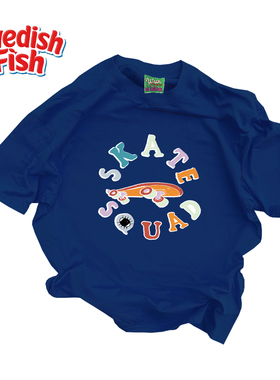 深蓝色！原创小众嘻哈rap欧美涂鸦240g纯棉重磅亮色设计短袖T恤