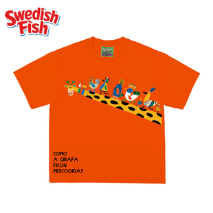 interesting灵魂 橙色艺术卡通阿美咔叽无性别小众原创重磅短袖T