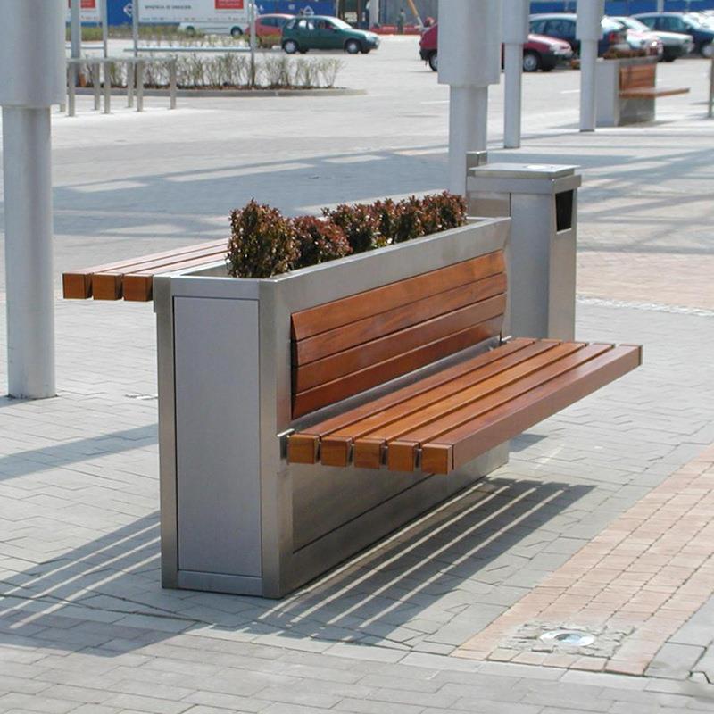 不锈钢花箱公园椅道路花箱式座凳商场广场学校花箱组合座椅