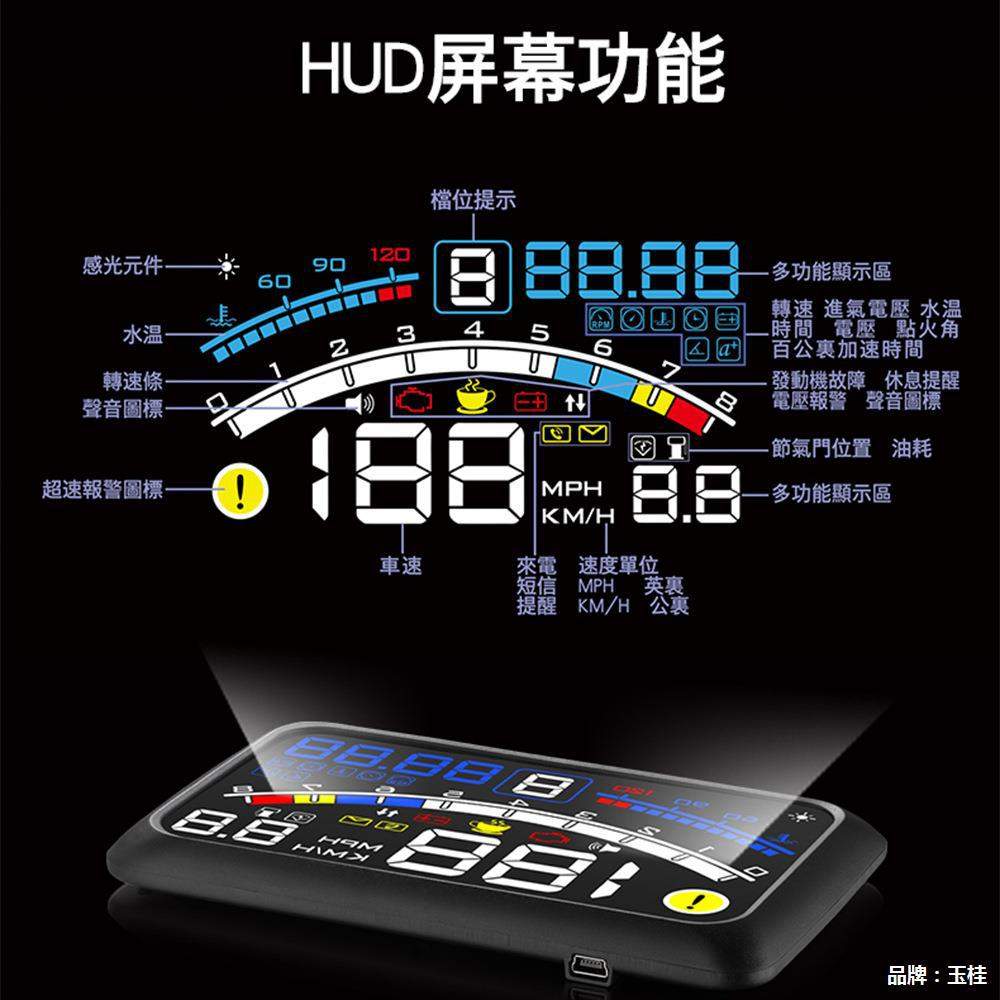 F4汽车抬头显示器hud汽车通用型改装便携式obd高清车载显示屏