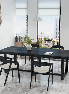北欧碳化黑色实木桌子诧寂风会议接待椅子会客泡茶桌子46人桌椅