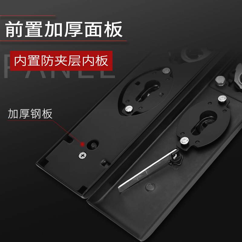 防盗门锁套装不锈钢黑色大木门锁具家用防撬通用型门把手锁体C级