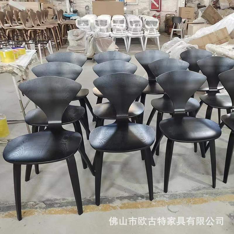 出口欧美黑色弯曲木彻纳椅七号椅子dining chair弯木板小蛮腰餐椅