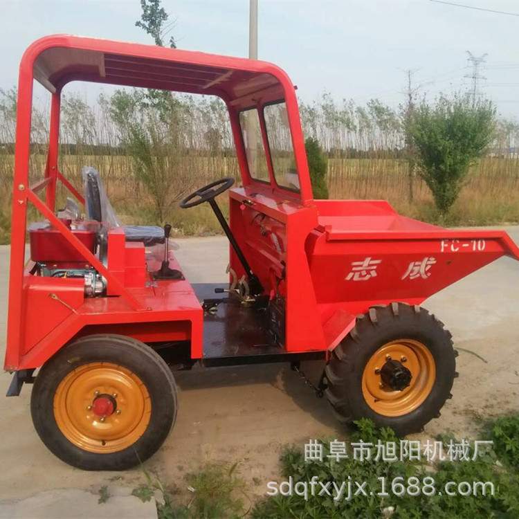 志成1吨电启动铁棚翻斗车工地小四轮蹦蹦车矿用柴油前翻斗自卸车