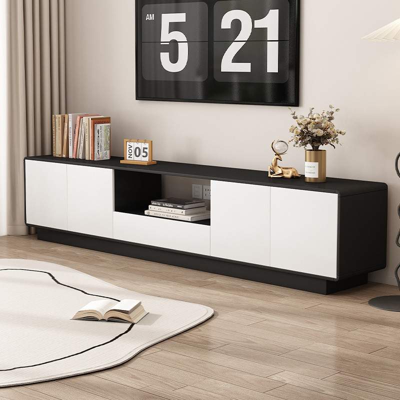 fLE实木圆角电视柜简约小户型客厅新款奶油家用落地储物收纳矮柜