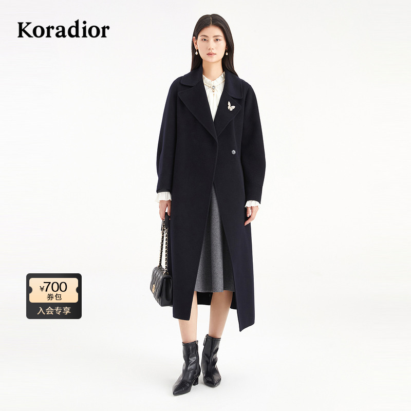 【100山羊绒】Koradior珂莱蒂尔商场同款2025冬气质双面呢大衣女