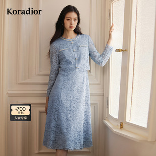 气质优雅精致香风连衣裙 Koradior珂莱蒂尔2025秋新款 蕾丝之境