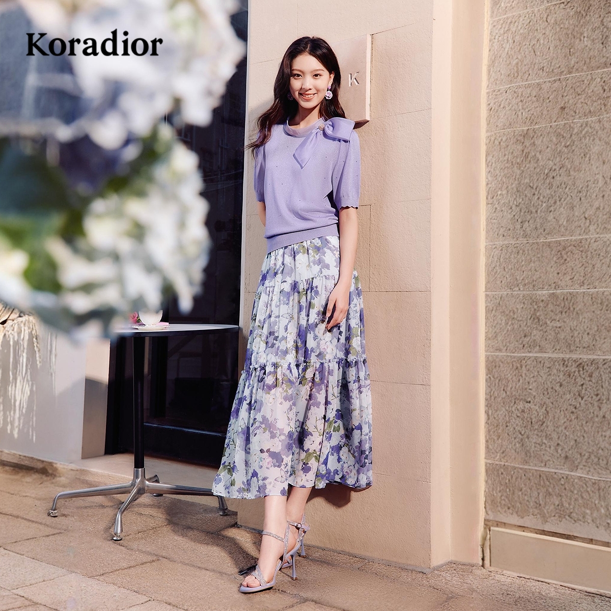 【珠钻绮境】Koradior珂莱蒂尔商场同款25年夏蝴蝶结短袖针织衫女