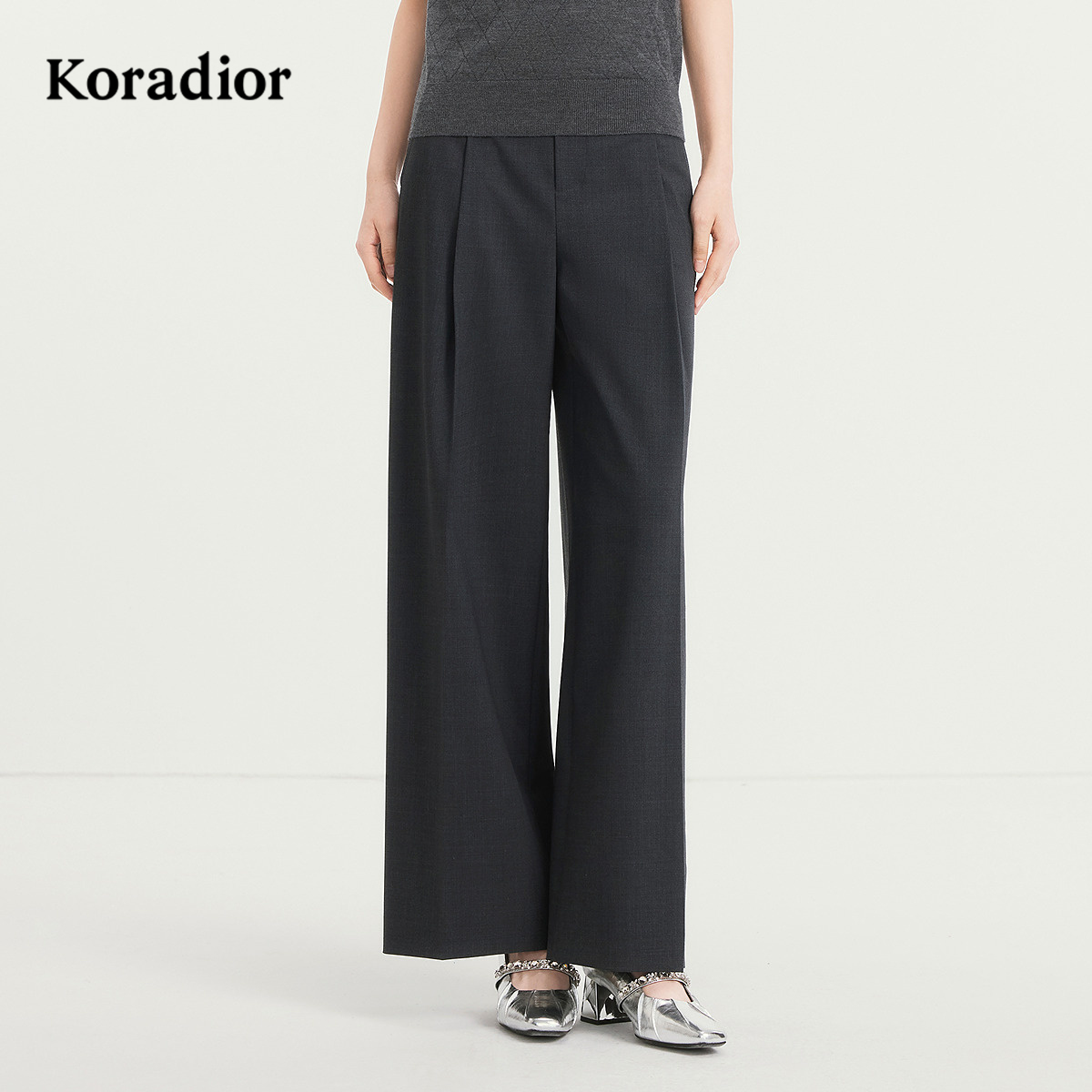 【羊毛】Koradior珂莱蒂尔商场同款25年秋新款气质灰通勤西装裤女