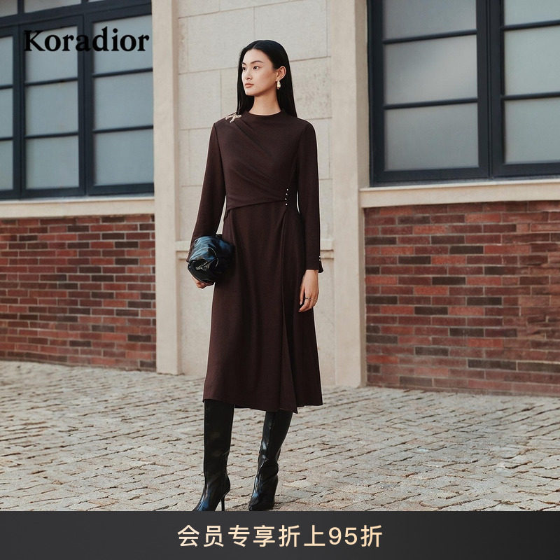 【辛芷蕾同款】Koradior珂莱蒂尔商场同款2025冬美拉德羊毛连衣裙,女装/女士精品,连衣裙,淘宝优惠券,粉丝福利购,淘宝优惠卷