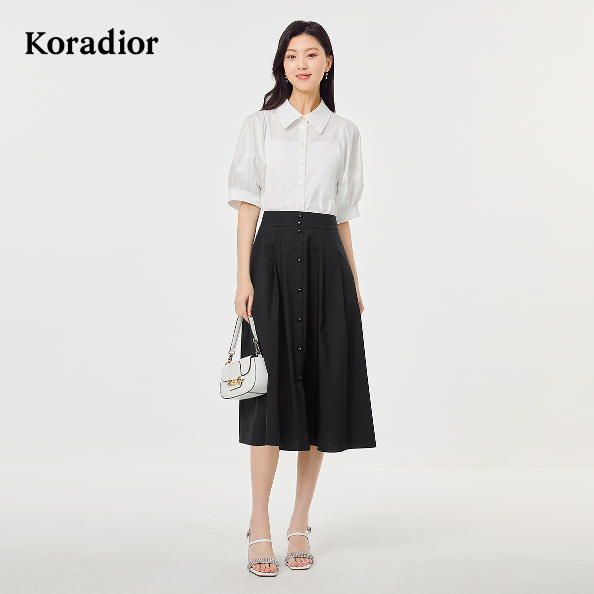 Koradior珂莱蒂尔商场同款2025夏新款半经典百搭半身裙显瘦A字裙