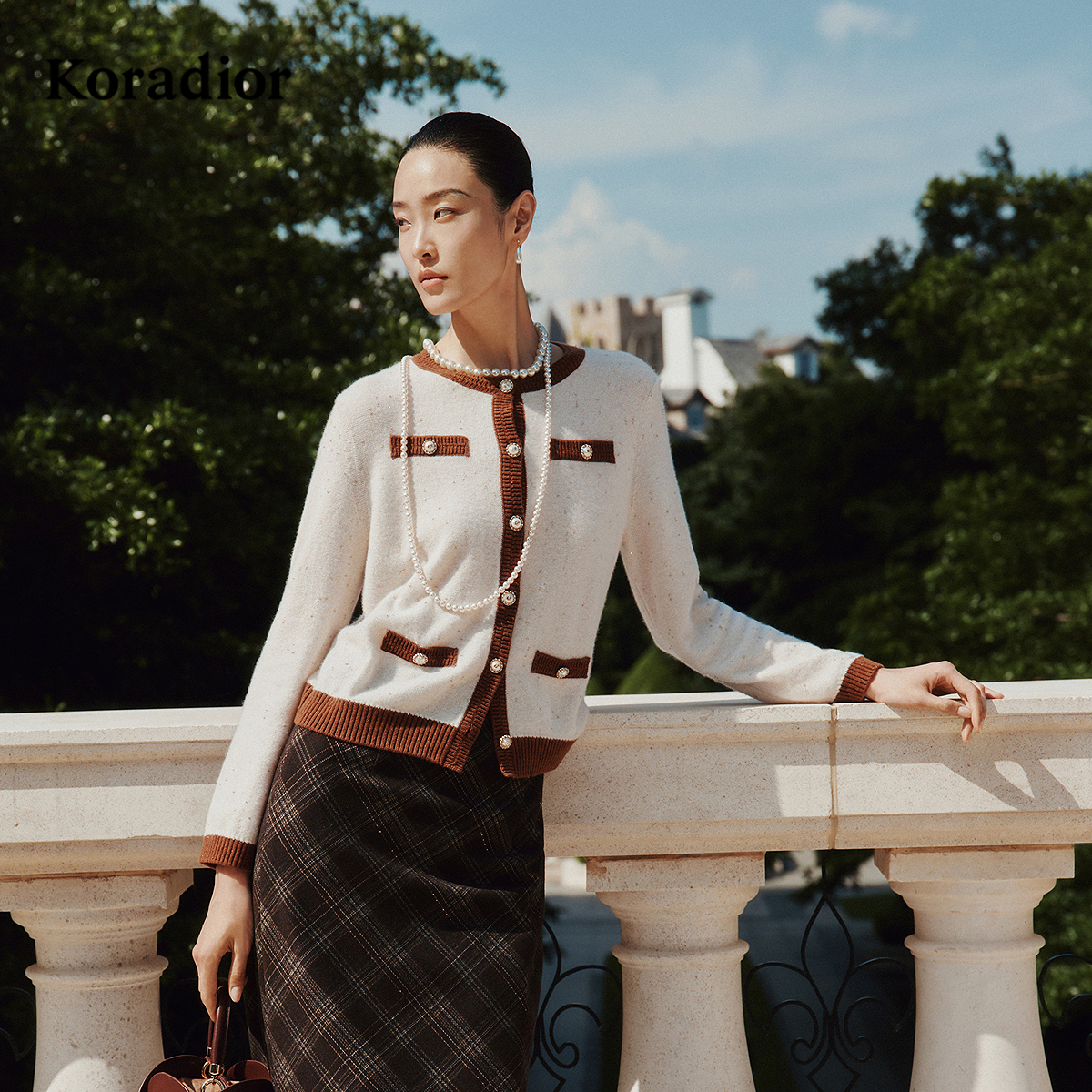 【羊绒羊毛】Koradior珂莱蒂尔商场同款2025冬经典气质香风针织衫