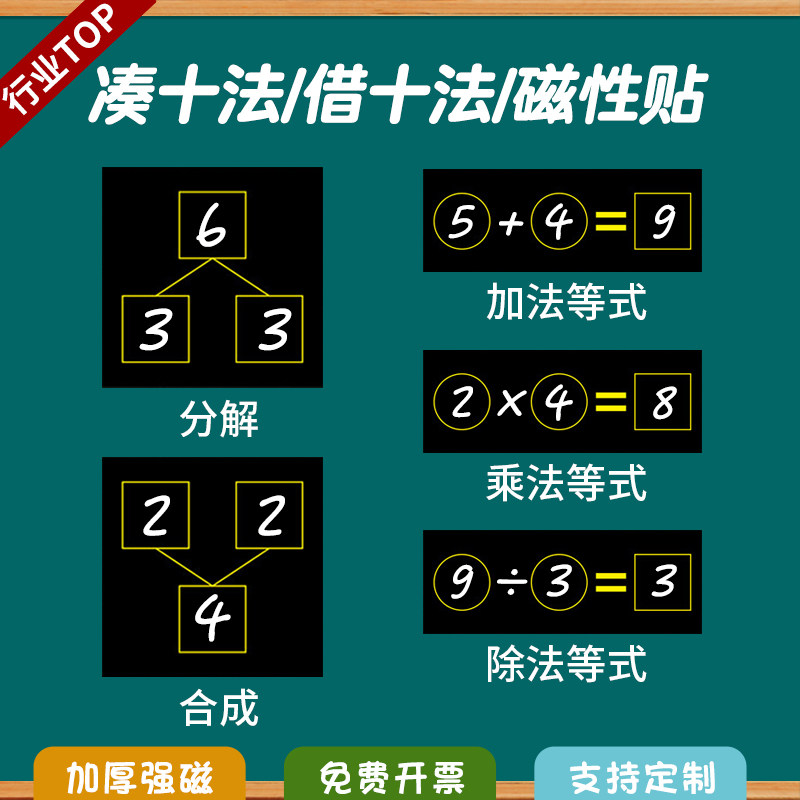 数学算式分解图磁力黑板贴易擦写