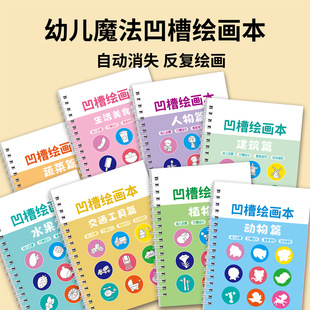 凹槽畫畫本兒童控筆訓(xùn)練簡(jiǎn)筆畫幼兒園寶寶自動(dòng)消失重復(fù)使用臨摹本