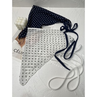2025年新品波点围裙系腰纱丝巾三角巾网红丝巾头巾服装绑带屁帘