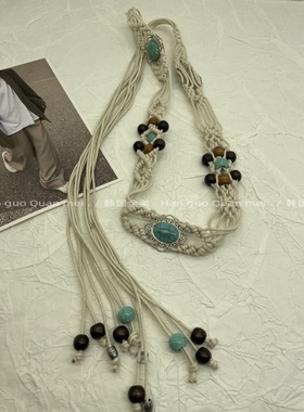 2025春夏新品国风复古手工编织串珠手链DIY手串波西米亚腰带腰链