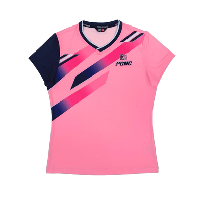 PGNC羽毛球服上装粉色V领球衣