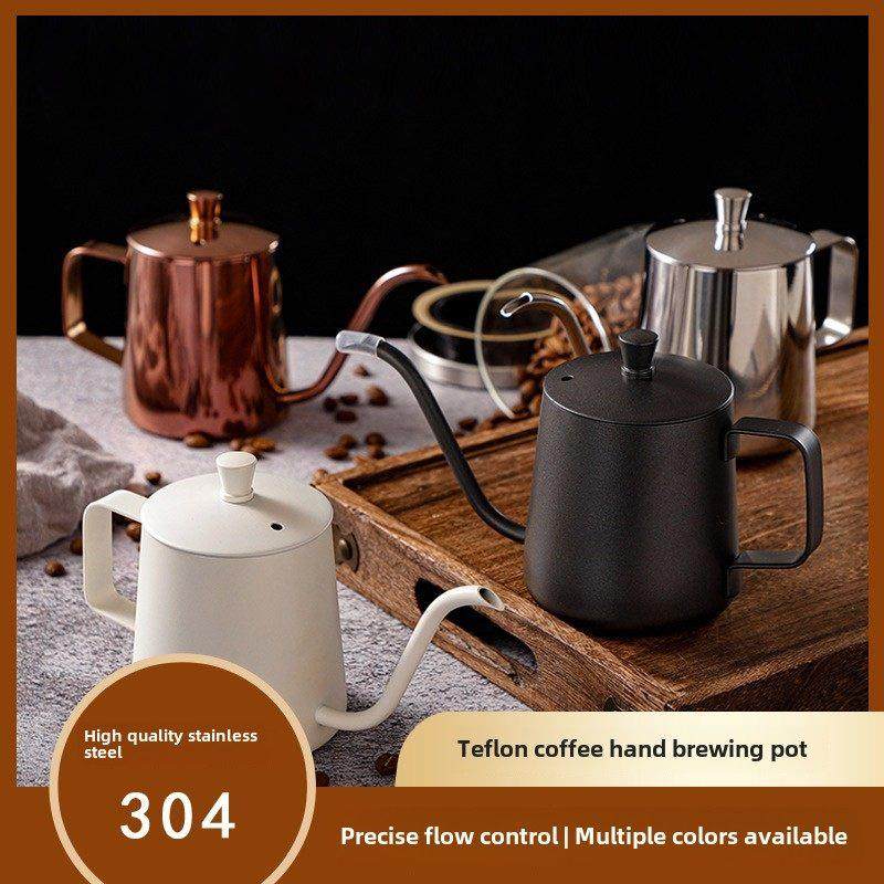 304不锈钢手冲壶带盖 特氟龙黑色白色长嘴细口咖啡壶滴漏式控水壶,餐饮具,手冲壶,淘宝优惠券,粉丝福利购,淘宝优惠卷
