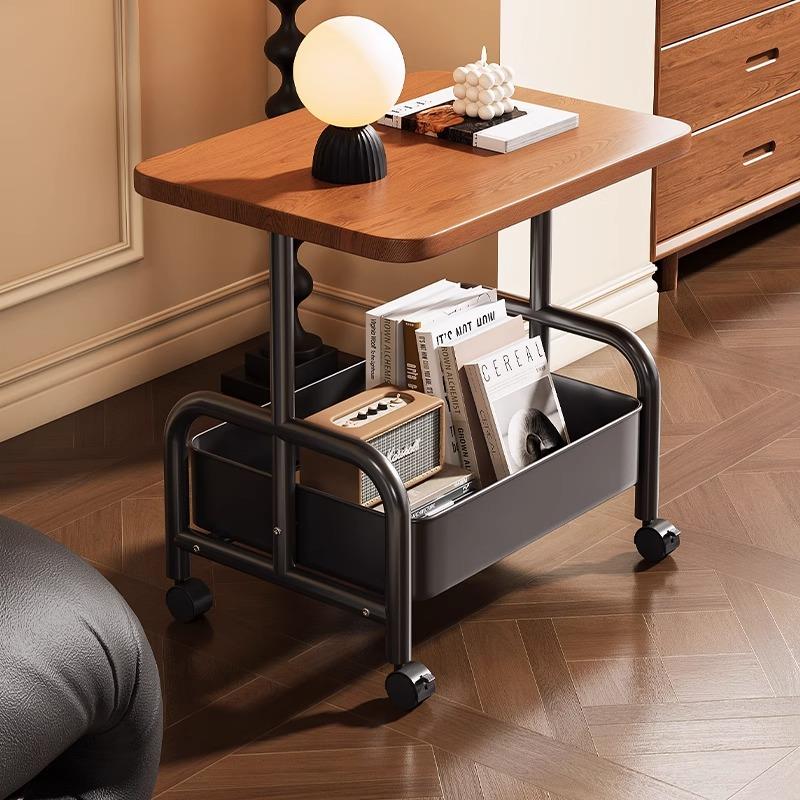 客厅沙发收纳可移动茶几小推车双层边几小桌子带轮茶桌卧室置物架