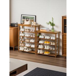 竹制鞋架,家庭进门换鞋凳,多层加高实木储物架,客厅走廊鞋柜