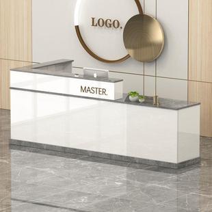 收银台简约现代公司前台接待台美容店服装店小型咨询柜台烤漆吧台