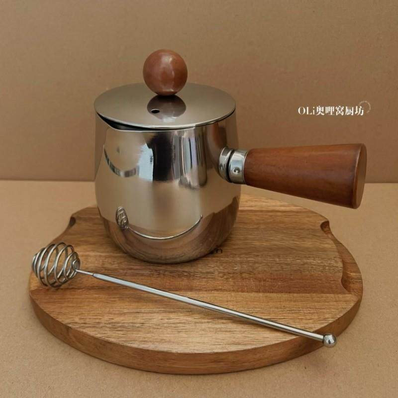 304不锈钢围炉煮茶烤奶壶罐壶户外室内茶壶家用煮茶器侧把奶茶壶