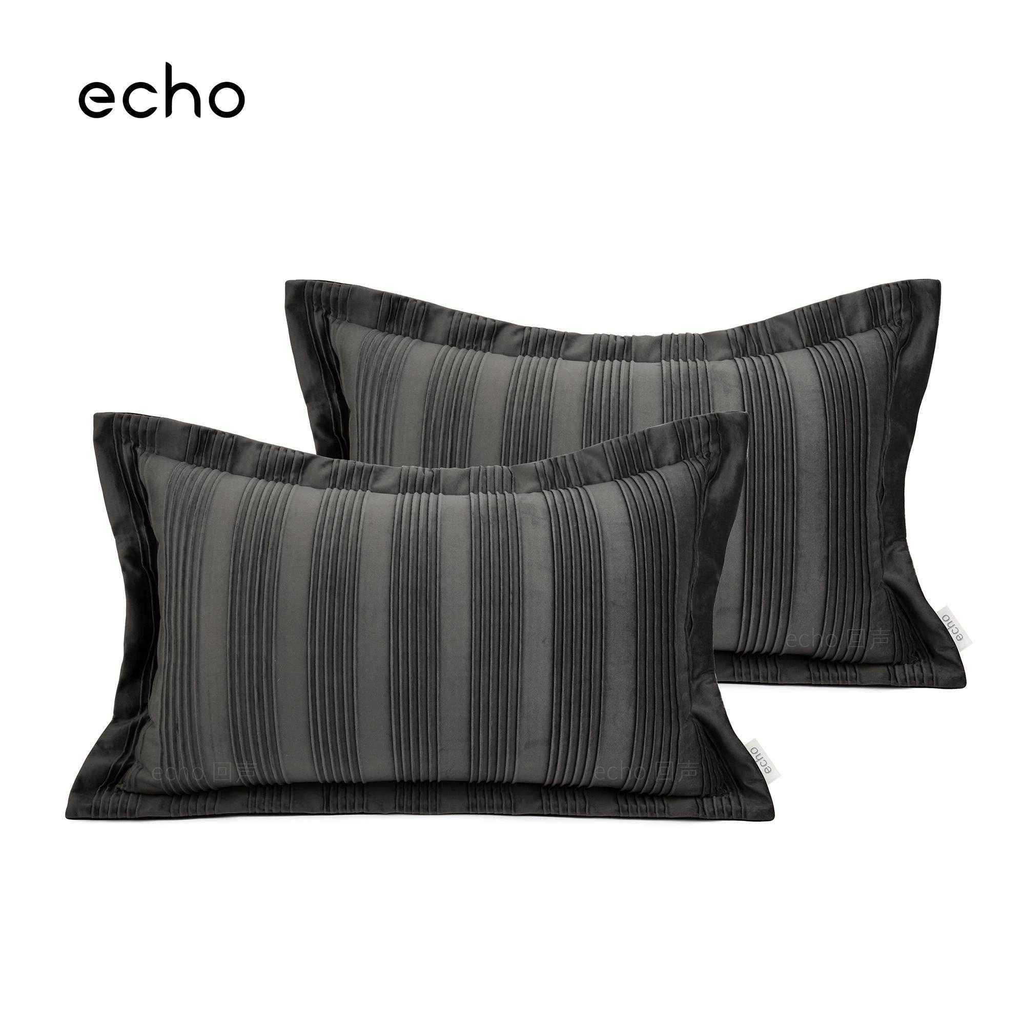 睡枕对枕轻奢样板间灰色条纹褶皱绒卧室床上用品长方形床头靠垫套,居家布艺,床头靠垫,淘宝优惠券,粉丝福利购,淘宝优惠卷