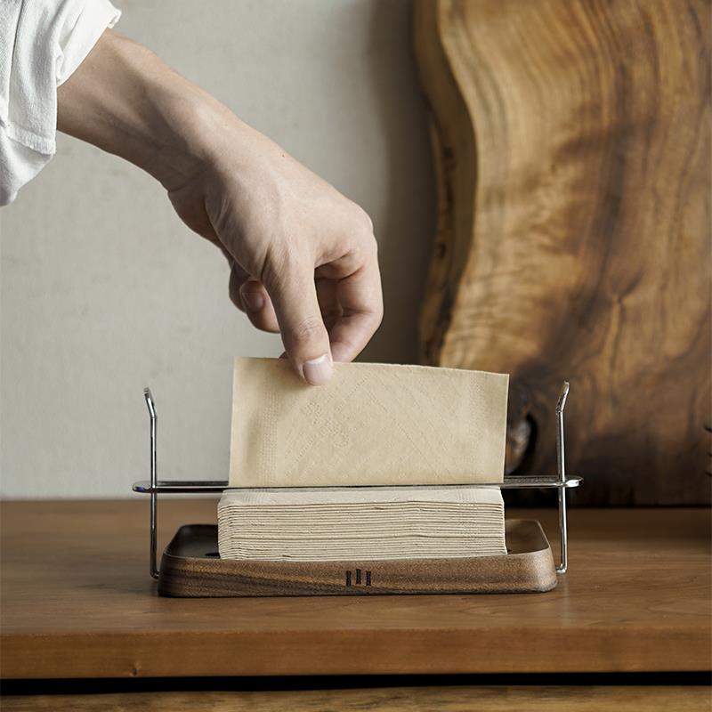 山隐抽纸巾盒茶桌面创意收纳托盘黑胡桃原木色轻奢高级感颜值台面