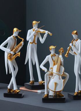 乐器音乐家人物摆件装饰品 小提琴 钢琴 大提琴 萨克斯乐队工艺品
