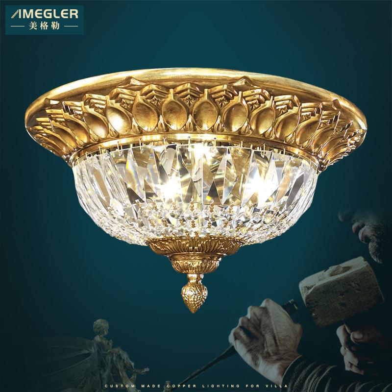 美格勒全铜后现代轻奢led吸顶灯水晶过道灯玄关灯阳台衣帽间灯具