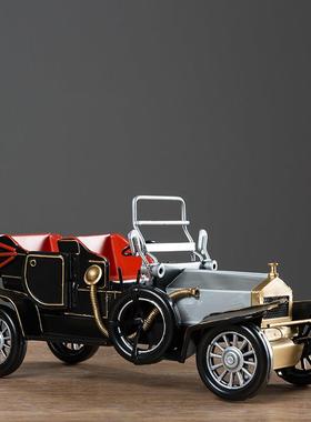 复古怀旧老爷车模型汽车摆件家居客厅玄关软装饰品酒吧咖啡厅摆设