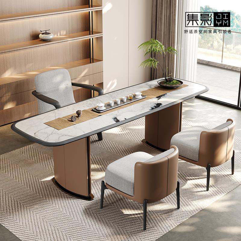 2025新款阳台实木茶桌大理石泡茶桌家用办公茶台简约现代桌椅组合