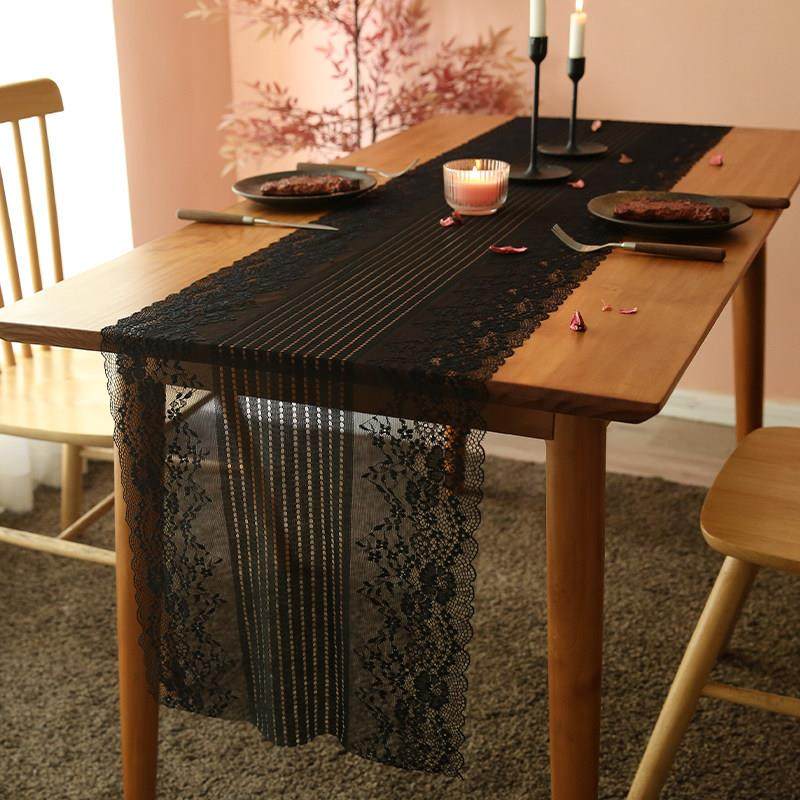 蕾丝桌旗法式浪漫长条茶几餐桌布现代黑色轻奢电视柜盖布斗柜盖巾,居家布艺,桌旗,淘宝优惠券,粉丝福利购,淘宝优惠卷
