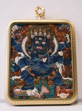 唐卡 大黑天 六臂玛哈嘎拉 西藏拉萨一级画师次仁 矿物颜料纯手绘