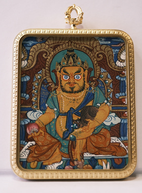 唐卡 黄财神 西藏拉萨一级画师次仁 矿物颜料纯手绘