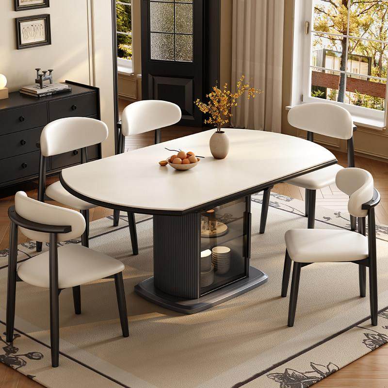 实木岩板餐桌椅2025新款家用小户型轻奢现代简约客厅可伸缩圆饭桌,住宅家具,岩板餐桌,淘宝优惠券,粉丝福利购,淘宝优惠卷