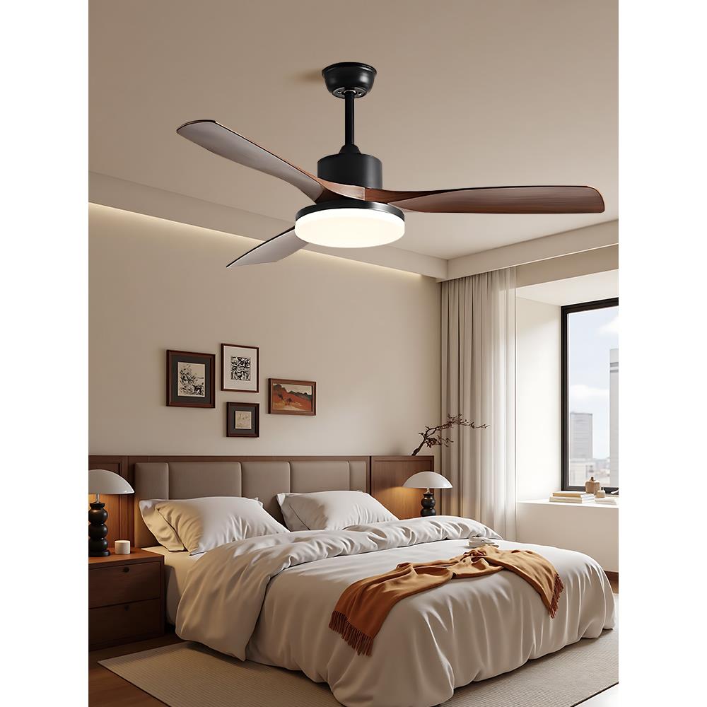胡桃木风扇灯2025新款客厅餐厅吊扇灯变频静音电扇灯主卧室吊灯