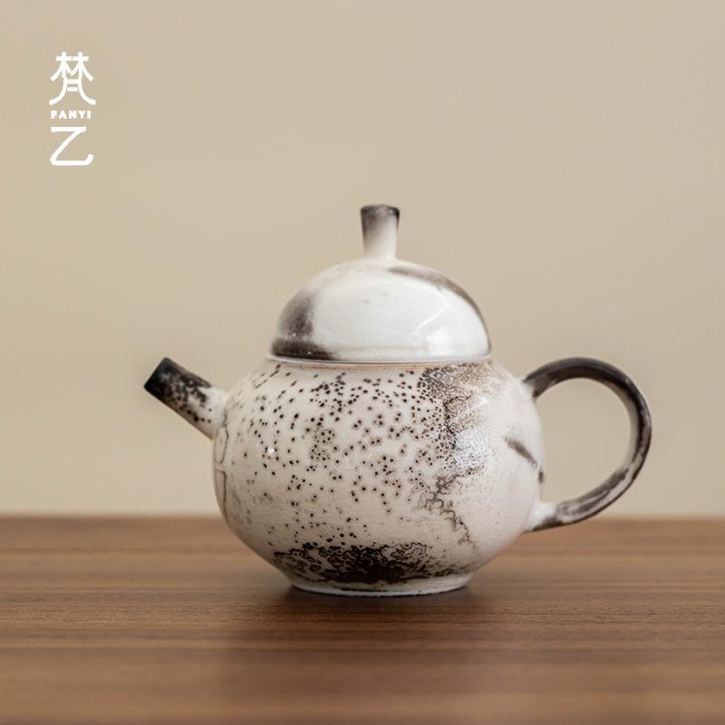 梵乙志野水墨茶壶覆古柴烧泡茶壶家用陶瓷功夫茶具窑变泡茶器
