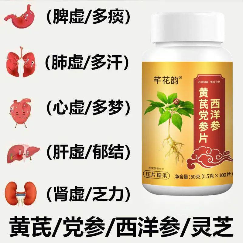 西洋参黄PSR芪党参片郁结痰多多肺汗虚多心虚梦中老年人温阳 - 实物图