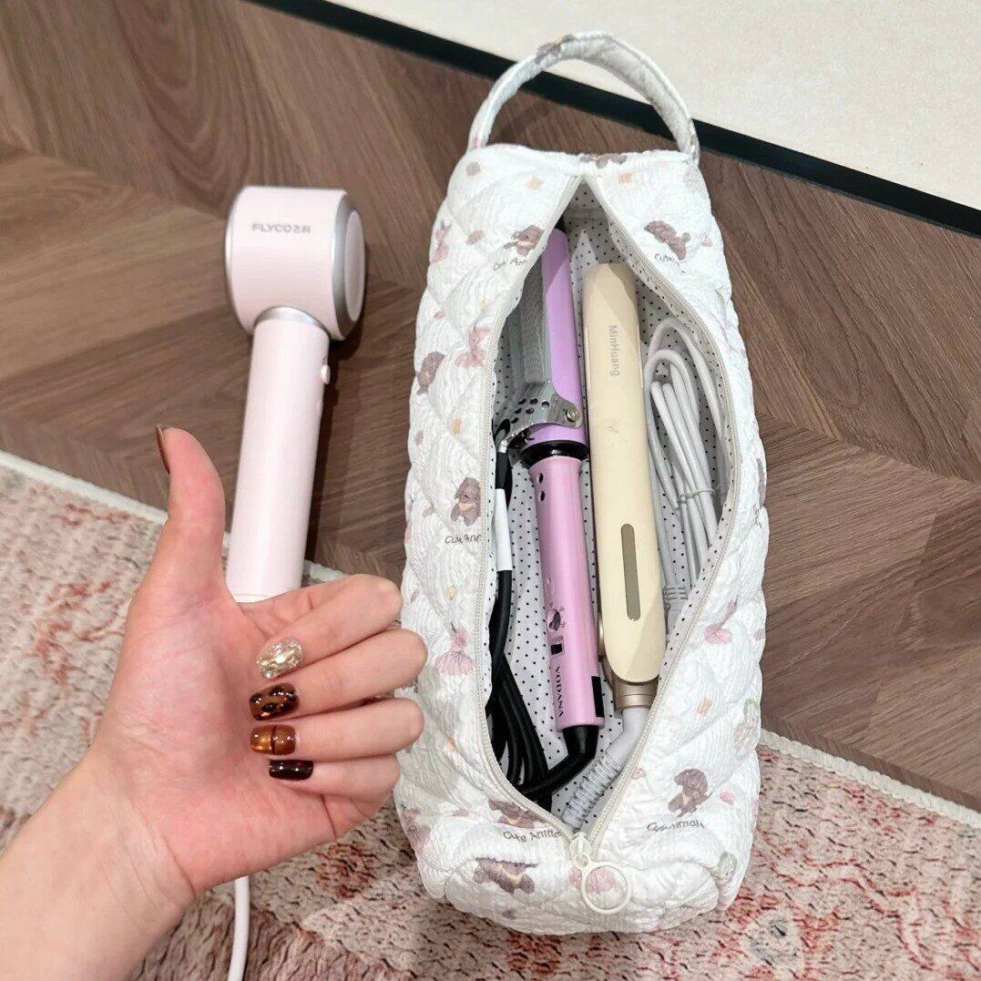 可爱小狗吹风机收纳包旅行拉链卷发棒收纳袋便携出差直板夹收纳包
